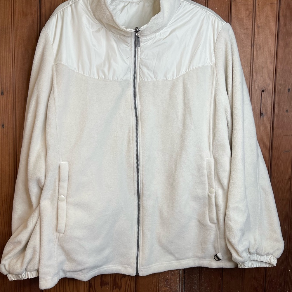 Dressbarn Cream Fleece Full Zip Reversible Jacket Size 22/24